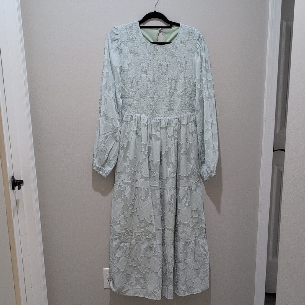 Mint Green Lace Long Sleeve Dress